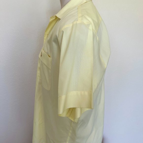 60's Mens Yellow Short Sleeve Shirt - Size Large 16 - 16 1/2 - Picture 6 of 8